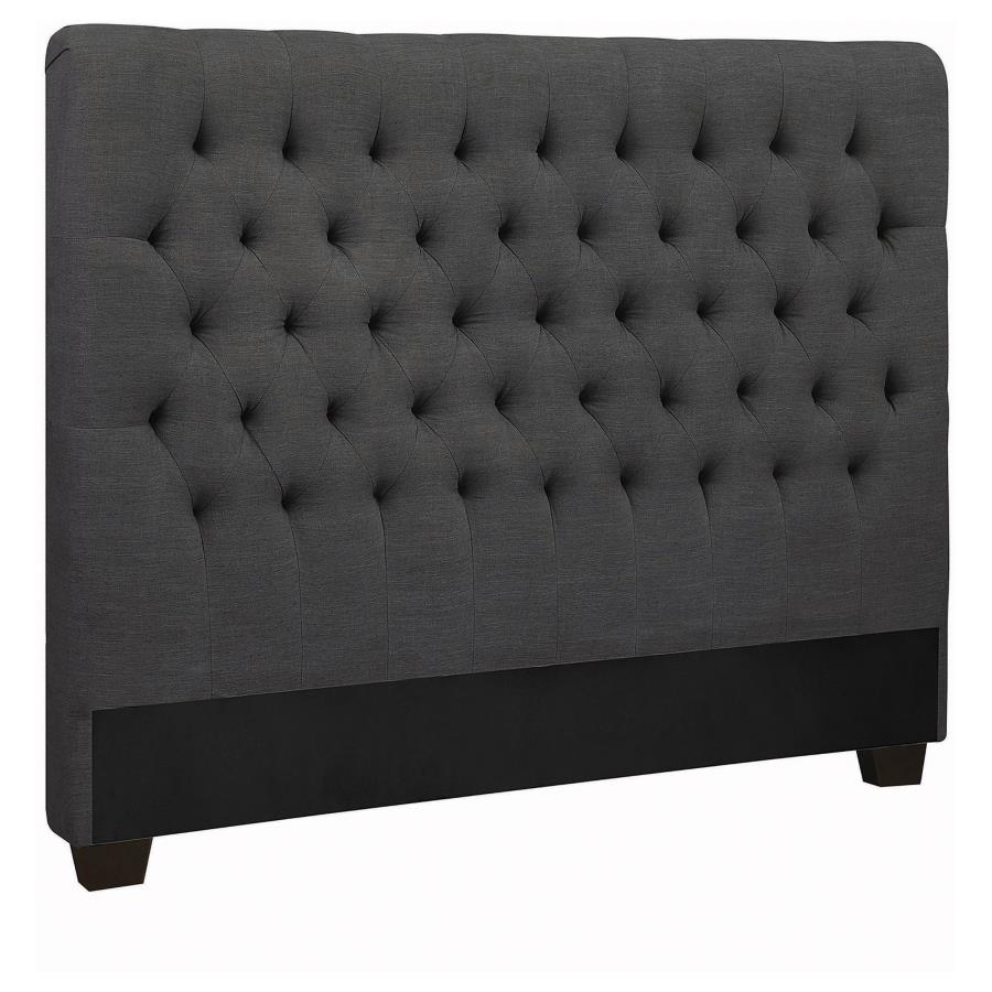 (image for) Chloe Upholstered Queen Panel Headboard Charcoal