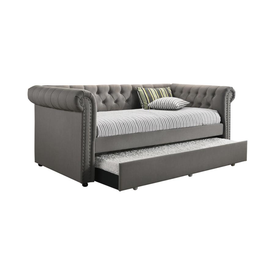 (image for) Kepner Upholstered Twin Daybed with Trundle Grey - Click Image to Close