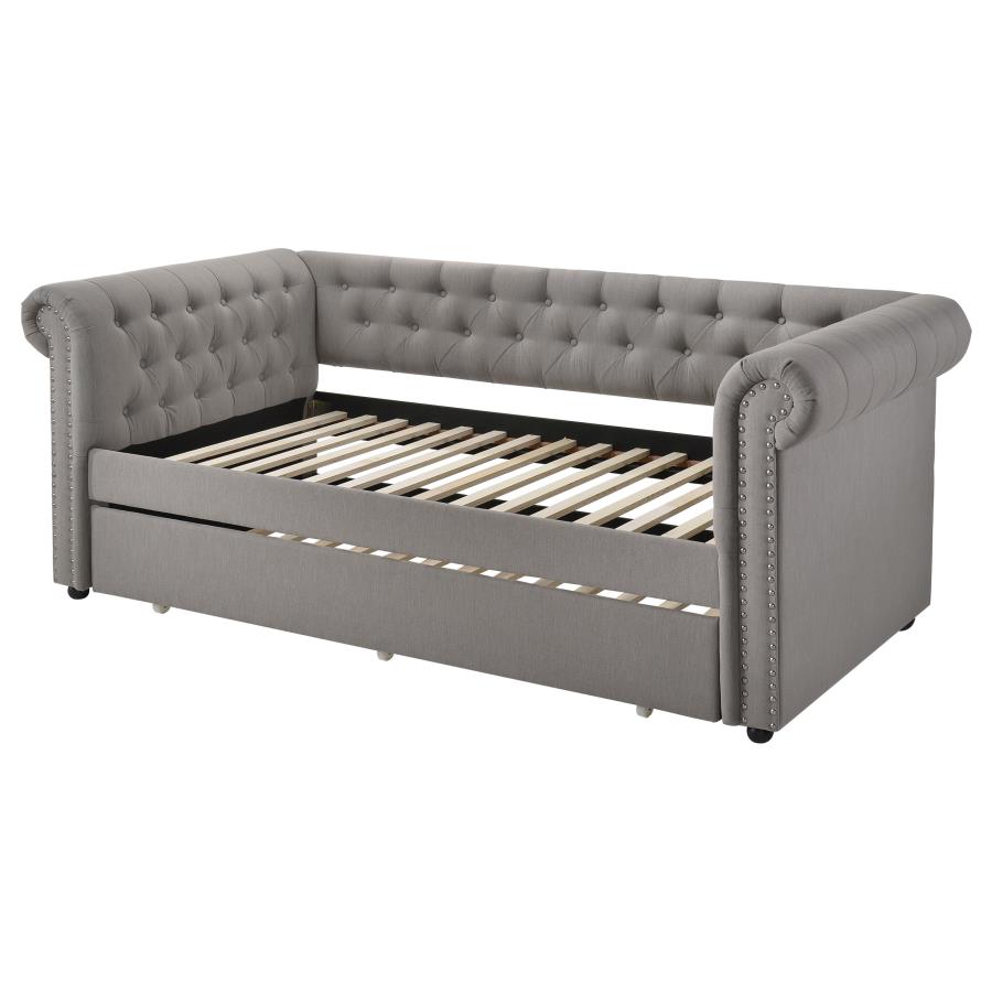 (image for) Kepner Upholstered Twin Daybed with Trundle Grey