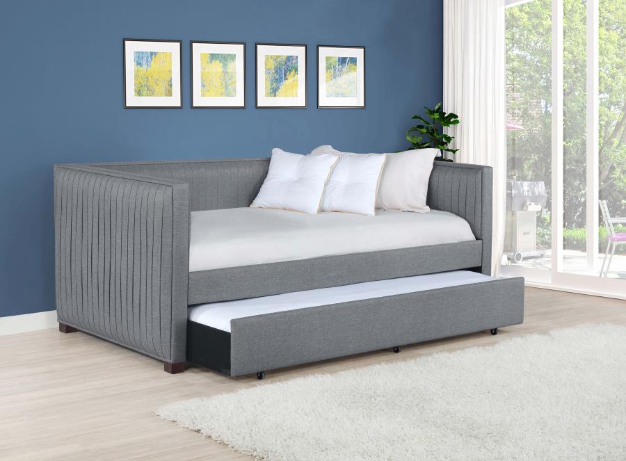 (image for) Brodie Upholstered Twin Daybed with Trundle Grey