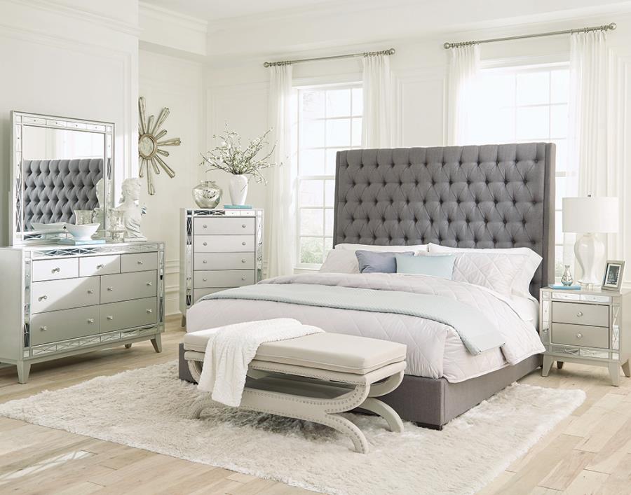 (image for) Camille 4-piece Eastern King Bedroom Set Metallic Mercury