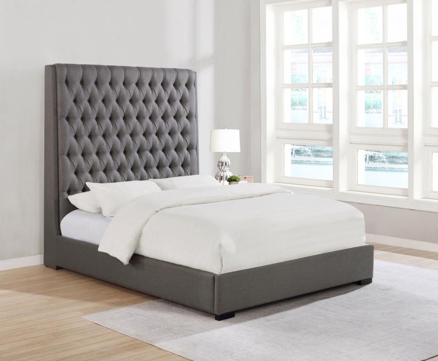 (image for) Camille Upholstered Eastern King Panel Bed Grey