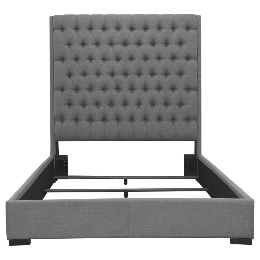 (image for) Camille Upholstered Eastern King Panel Bed Grey