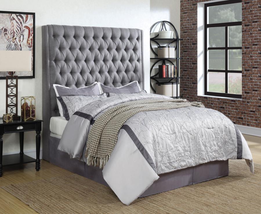 (image for) Camille Upholstered Eastern King Panel Headboard Grey