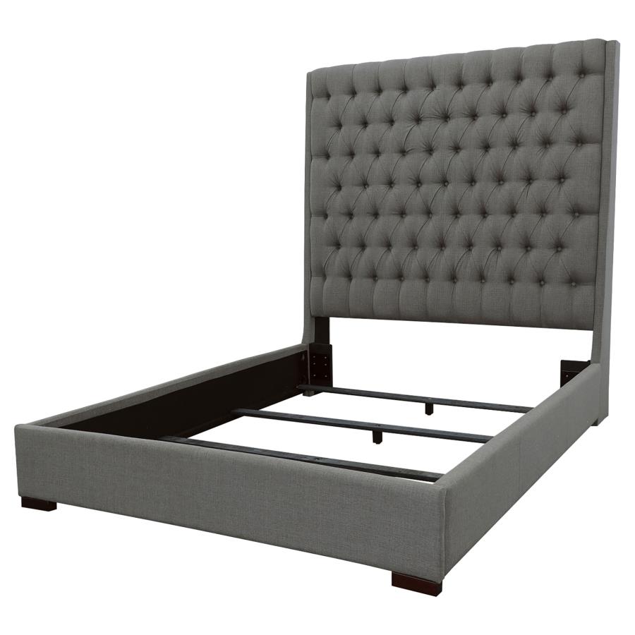 (image for) Camille Upholstered California King Panel Bed Grey