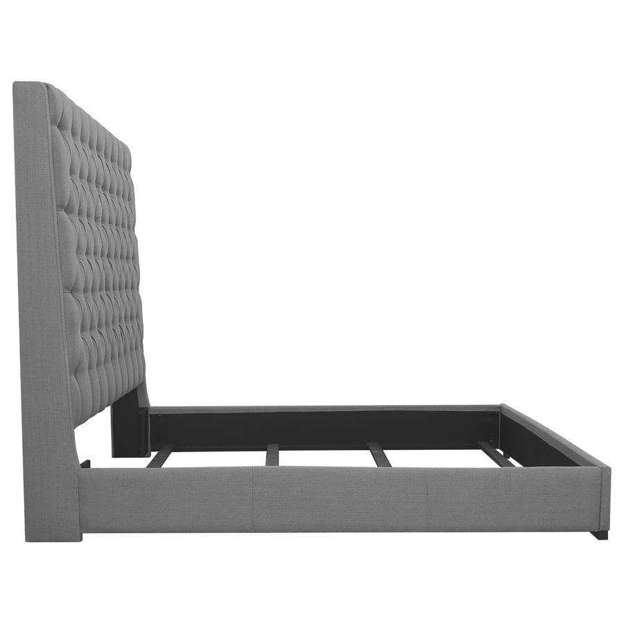 (image for) Camille Upholstered California King Panel Bed Grey