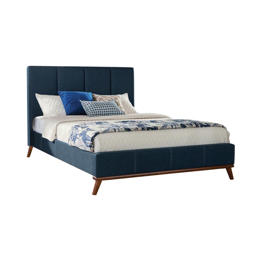 (image for) Charity Upholstered Eastern King Panel Bed Blue - Click Image to Close