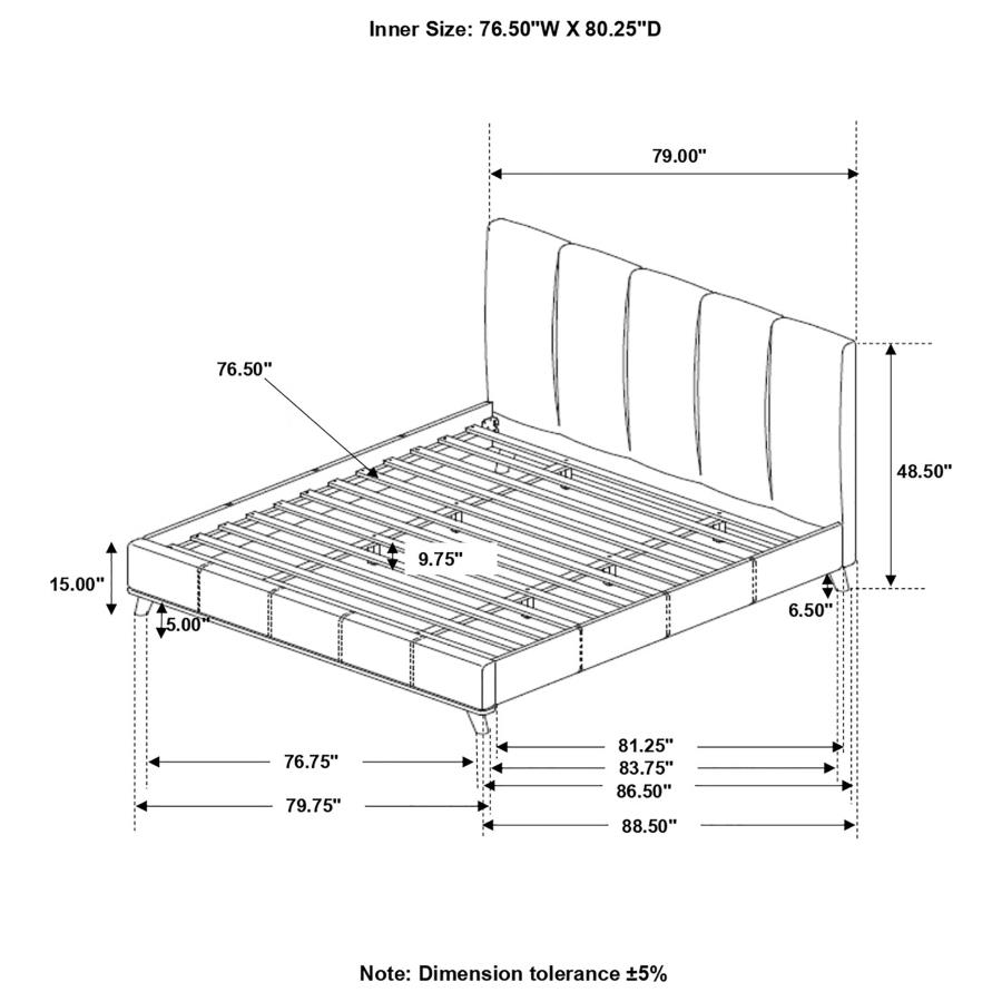 (image for) Charity Upholstered Eastern King Panel Bed Blue