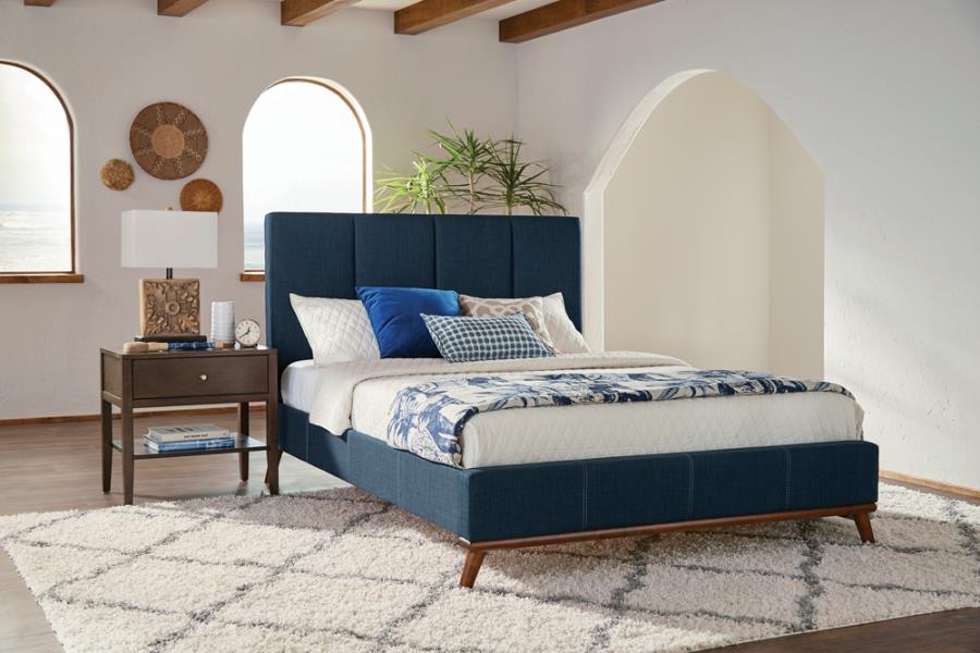 (image for) Charity Upholstered Eastern King Panel Bed Blue