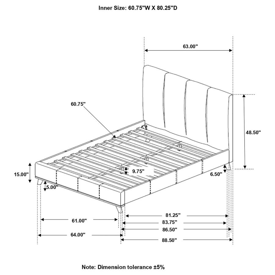 (image for) Charity Upholstered Queen Panel Bed Blue