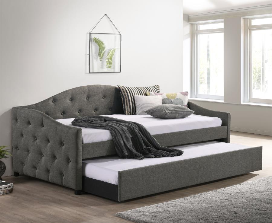 (image for) Sadie Upholstered Twin Daybed with Trundle Grey