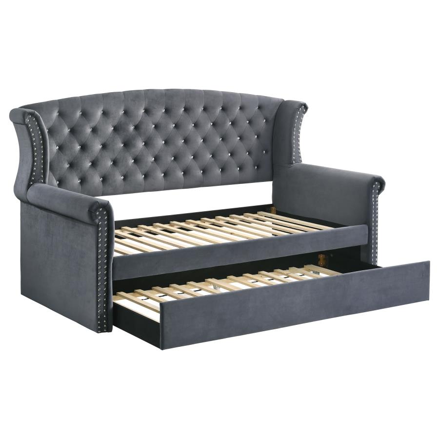 (image for) Scarlett Upholstered Twin Daybed with Trundle Grey