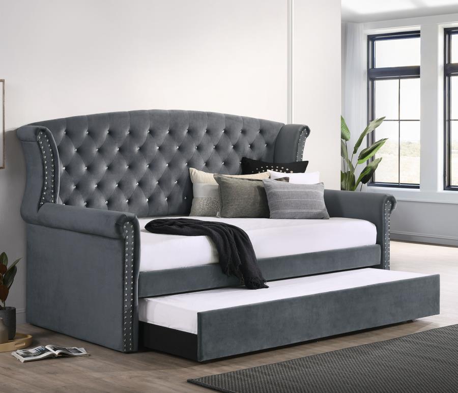 (image for) Scarlett Upholstered Twin Daybed with Trundle Grey