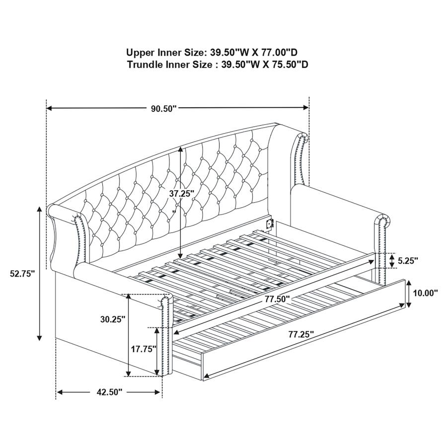 (image for) Scarlett Upholstered Twin Daybed with Trundle Grey