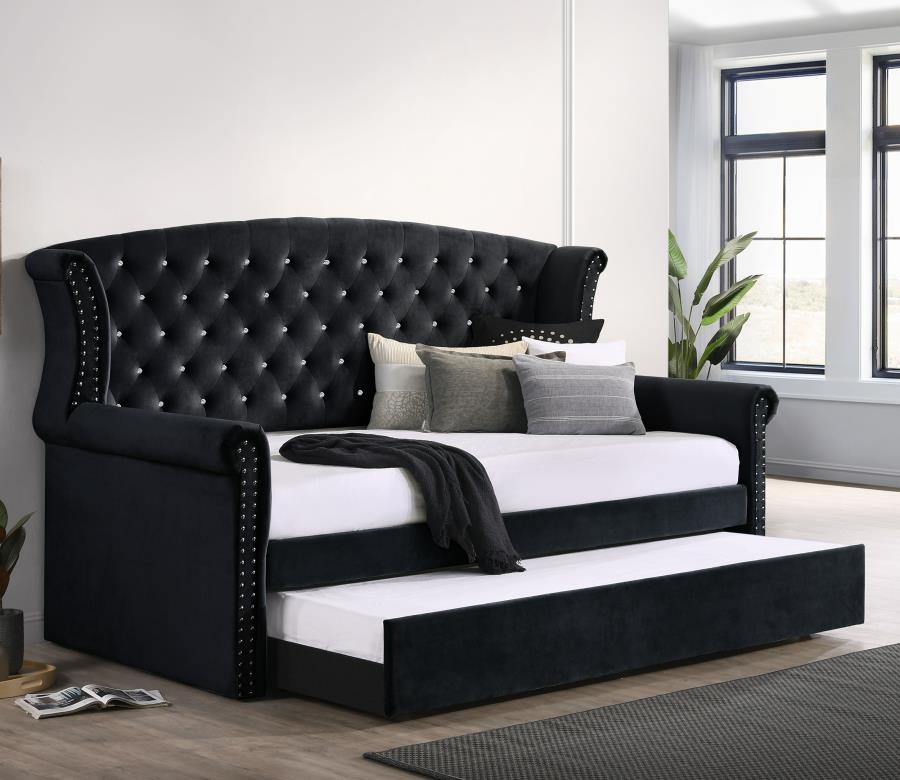 (image for) Scarlett Upholstered Twin Daybed with Trundle Black