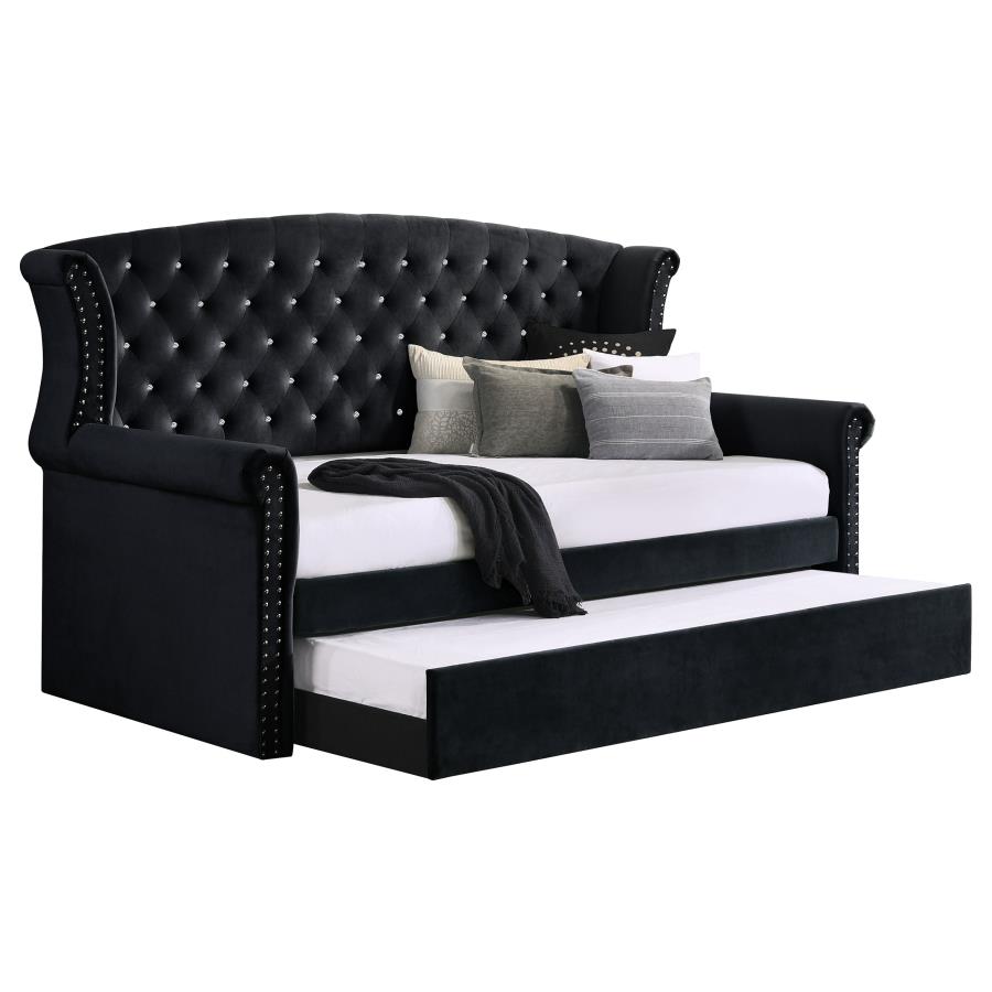 (image for) Scarlett Upholstered Twin Daybed with Trundle Black