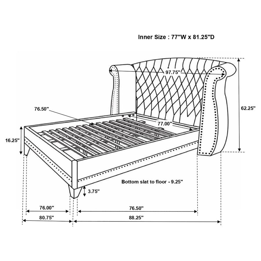 (image for) Barzini Upholstered Eastern King Wingback Bed Black