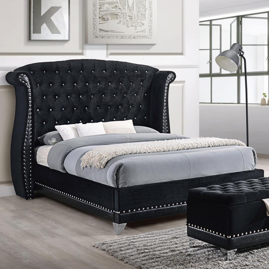 (image for) Barzini Upholstered California King Wingback Bed Black