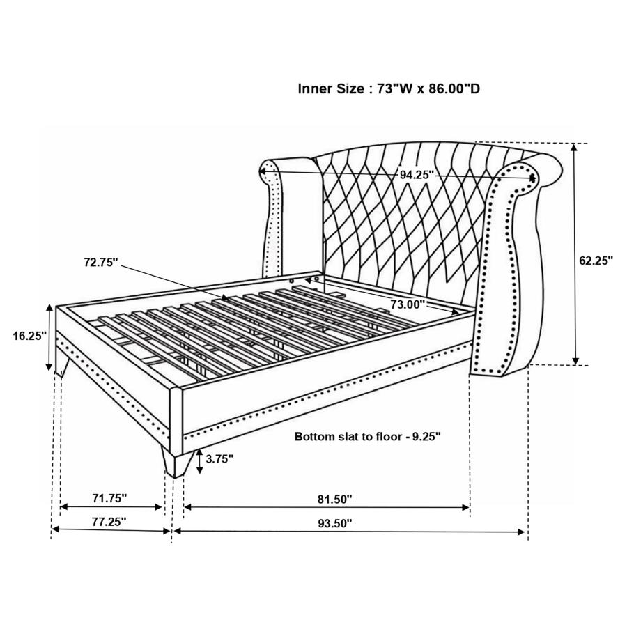 (image for) Barzini Upholstered California King Wingback Bed Black