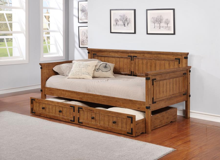 (image for) Oakdale Wood Storage Trundle Rustic Honey