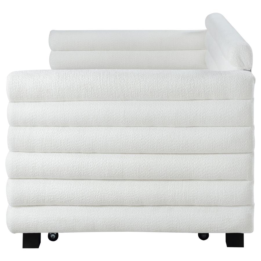 (image for) Patricia Boucle Upholstered Twin Day Bed with Trundle White