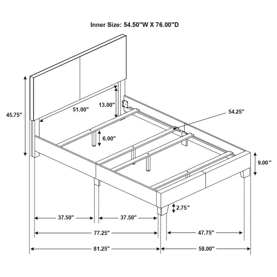 (image for) Dorian Upholstered Full Panel Bed Black