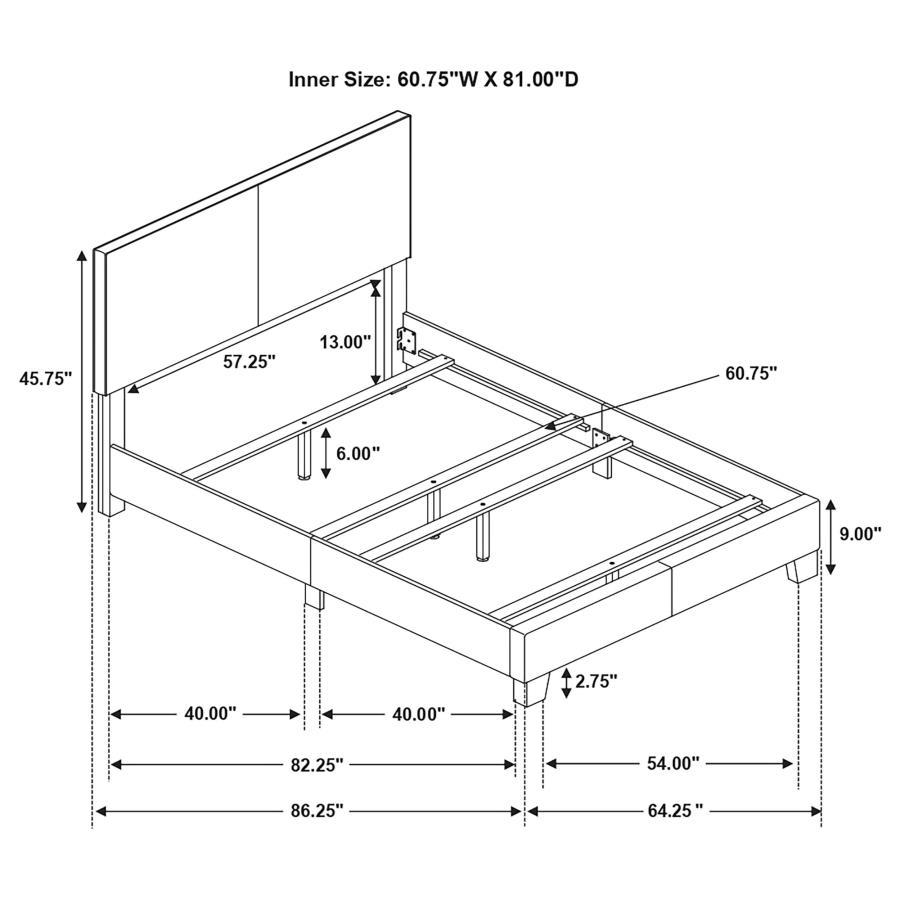 (image for) Dorian Upholstered Queen Panel Bed Black