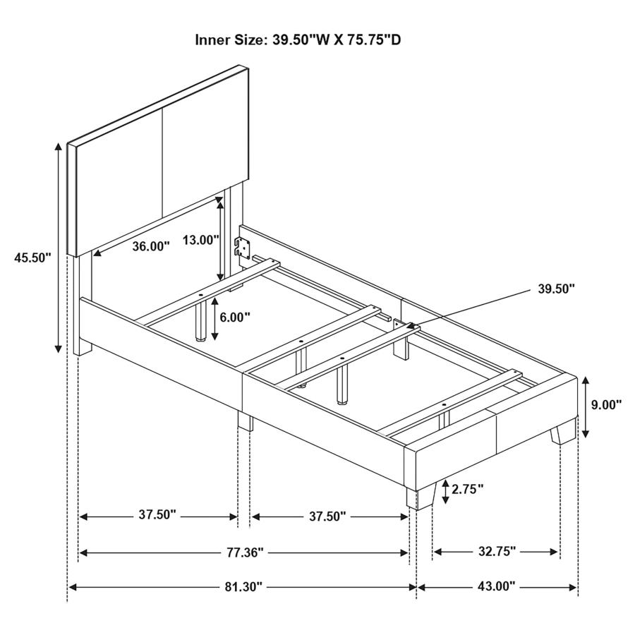 (image for) Dorian Upholstered Twin Panel Bed Black