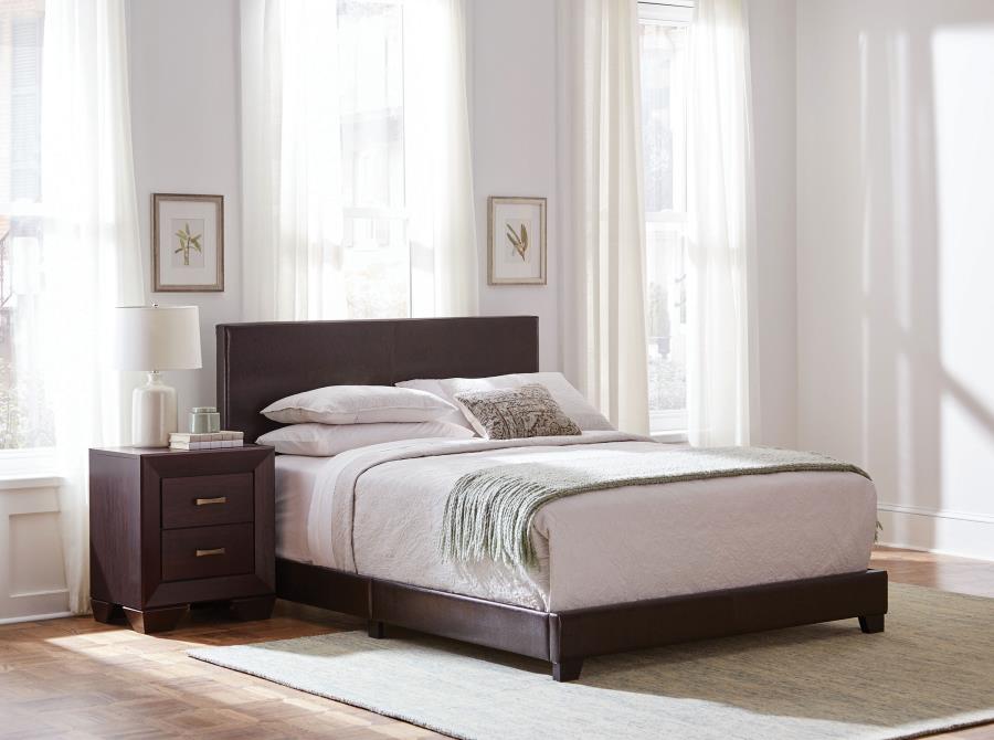 (image for) Dorian Upholstered Eastern King Panel Bed Brown