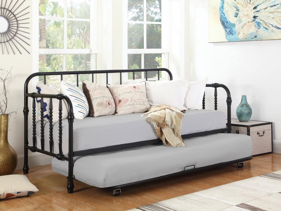 (image for) Marina Metal Twin Daybed with Trundle Black