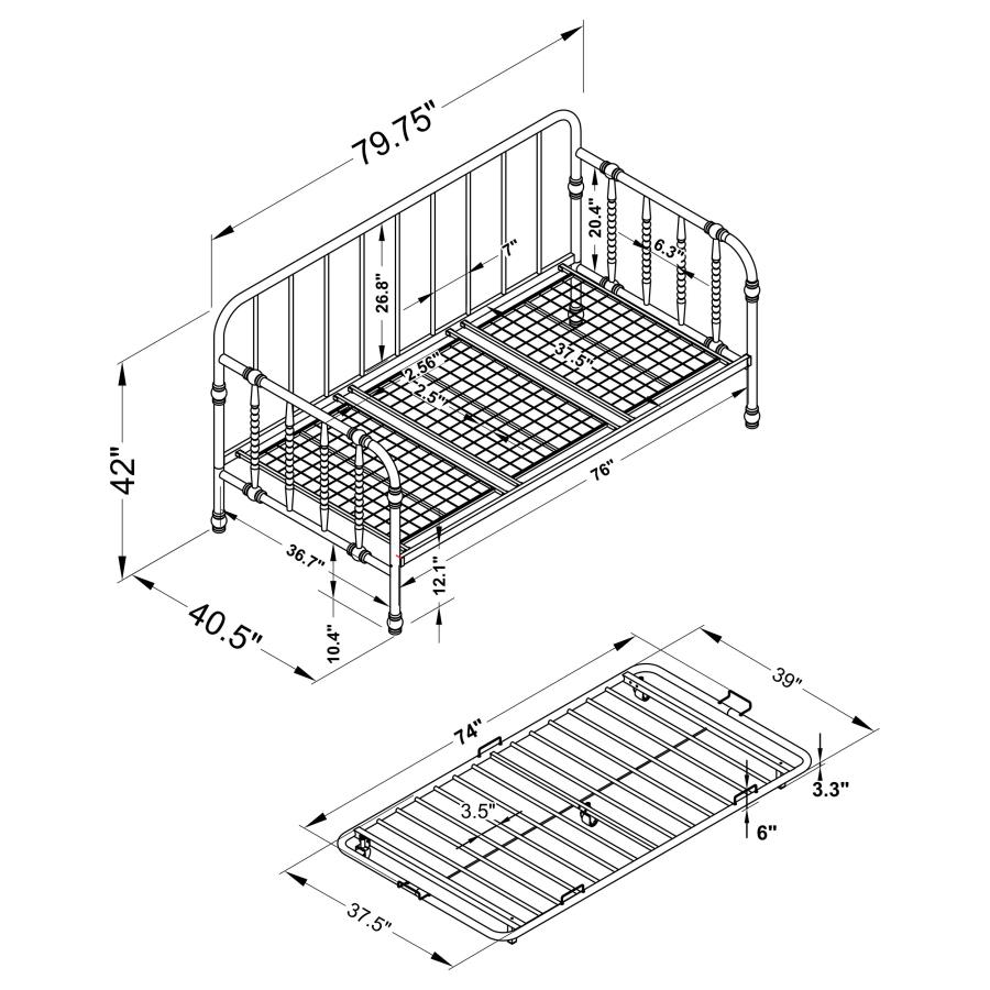 (image for) Marina Metal Twin Daybed with Trundle White