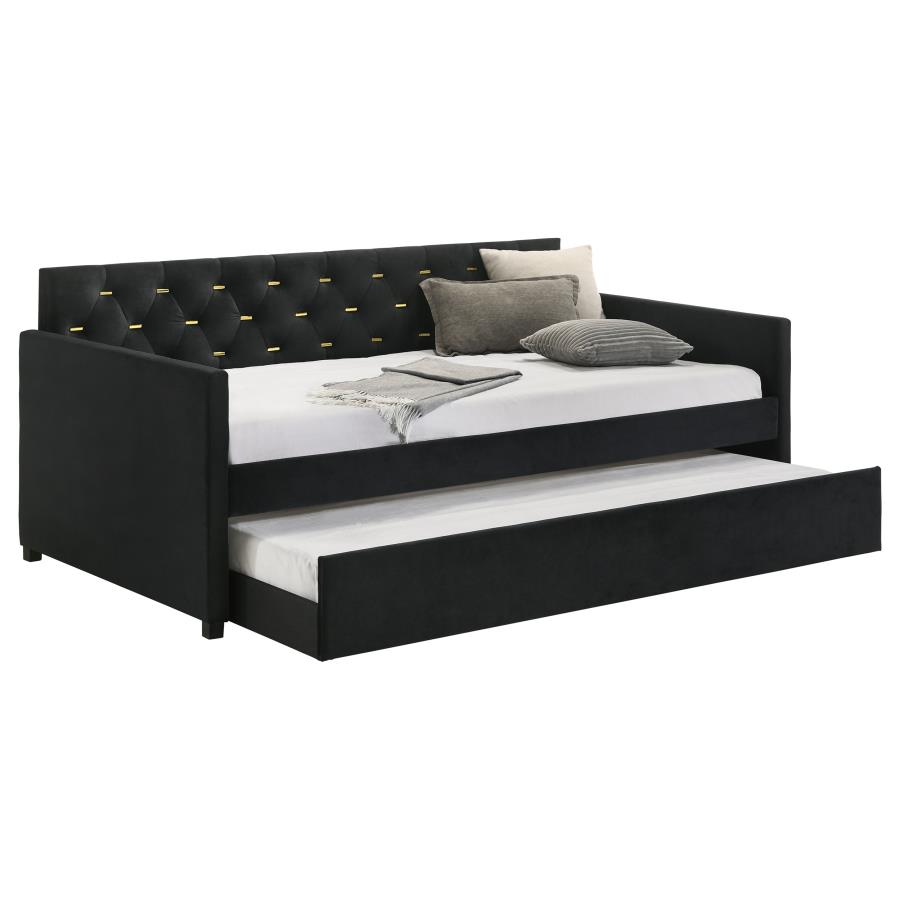 (image for) Kendall Upholstered Twin Daybed with Trundle Black