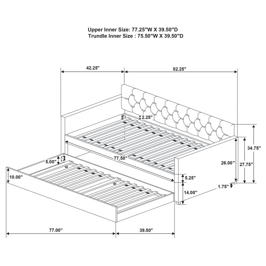 (image for) Kendall Upholstered Twin Daybed with Trundle Black