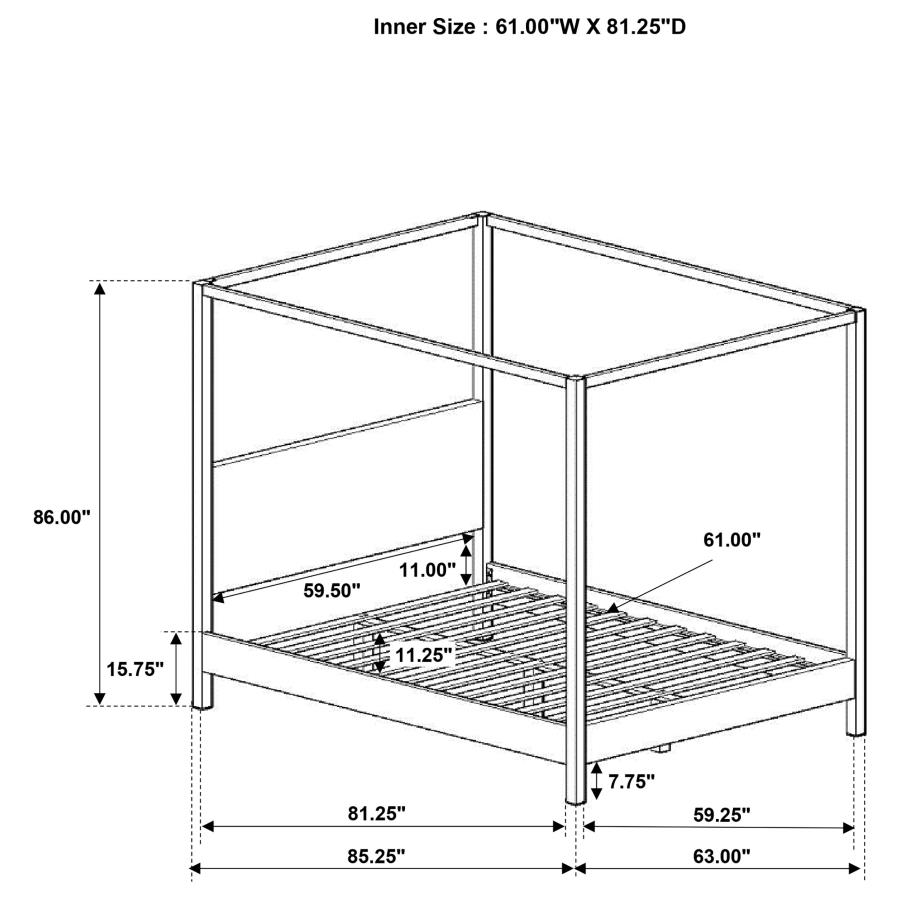 Modal Additional Images for Monroe Upholstered Queen Canopy Bed Vanilla