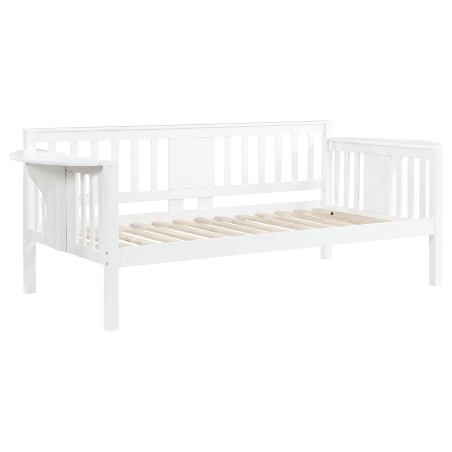 (image for) Bethany Wood Twin Daybed with Drop-down Tables White - Click Image to Close