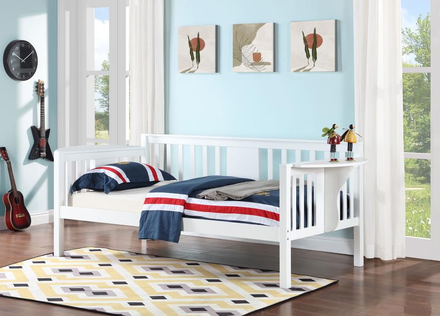 (image for) Bethany Wood Twin Daybed with Drop-down Tables White