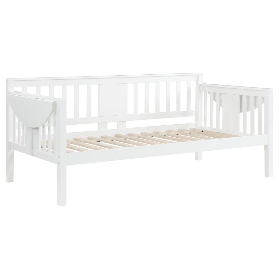 (image for) Bethany Wood Twin Daybed with Drop-down Tables White