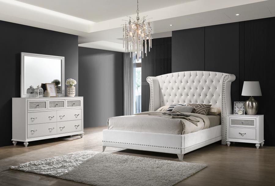 (image for) Barzini 4-piece Eastern King Bedroom Set White - Click Image to Close