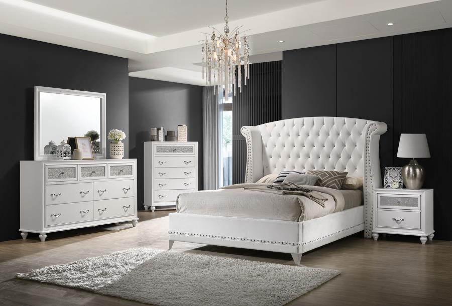 (image for) Barzini 5-piece Eastern King Bedroom Set White - Click Image to Close