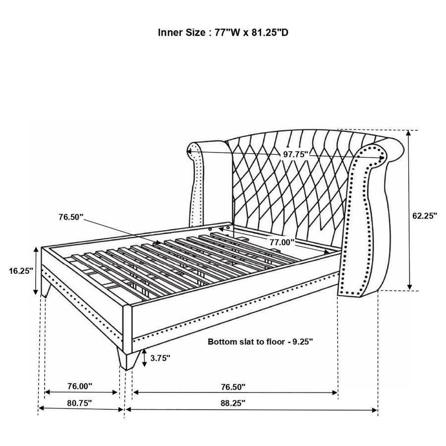 (image for) Barzini Upholstered Eastern King Wingback Bed White