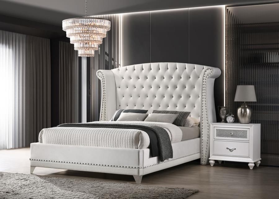 (image for) Barzini Upholstered Eastern King Wingback Bed White