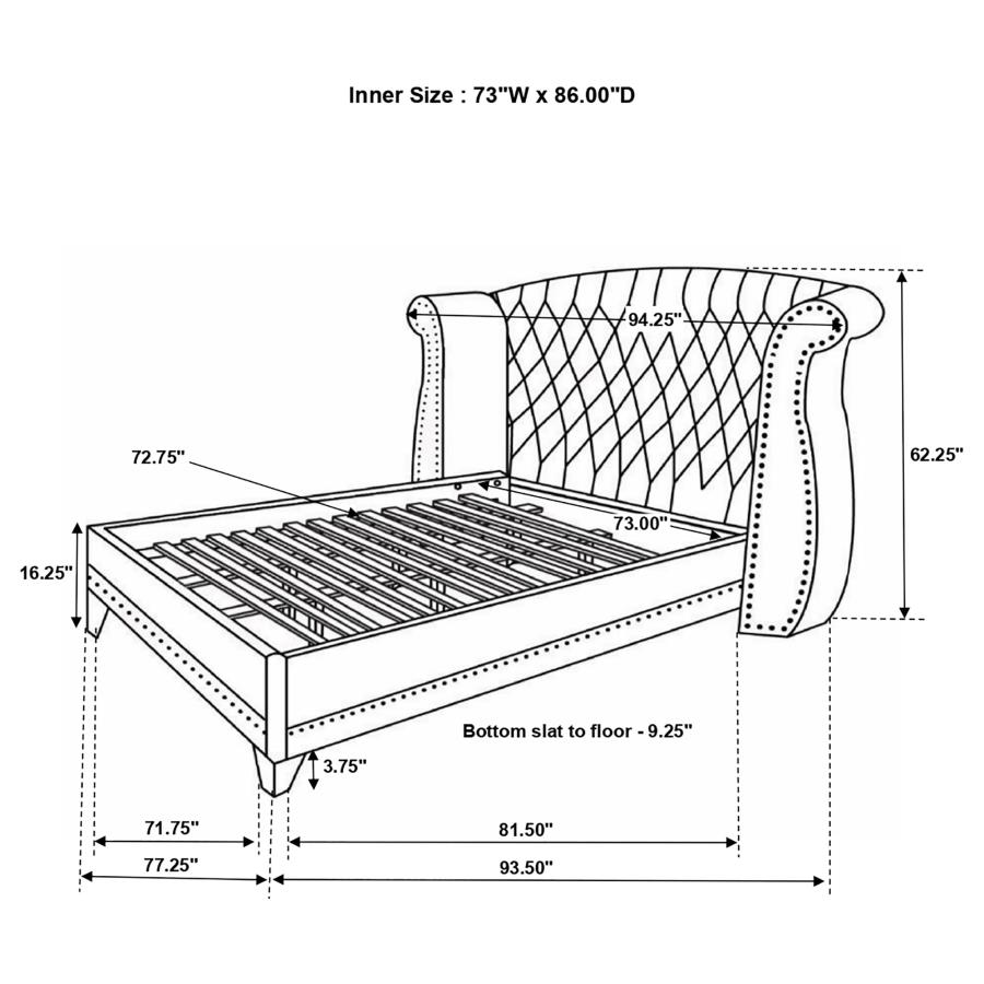 (image for) Barzini Upholstered California King Wingback Bed White