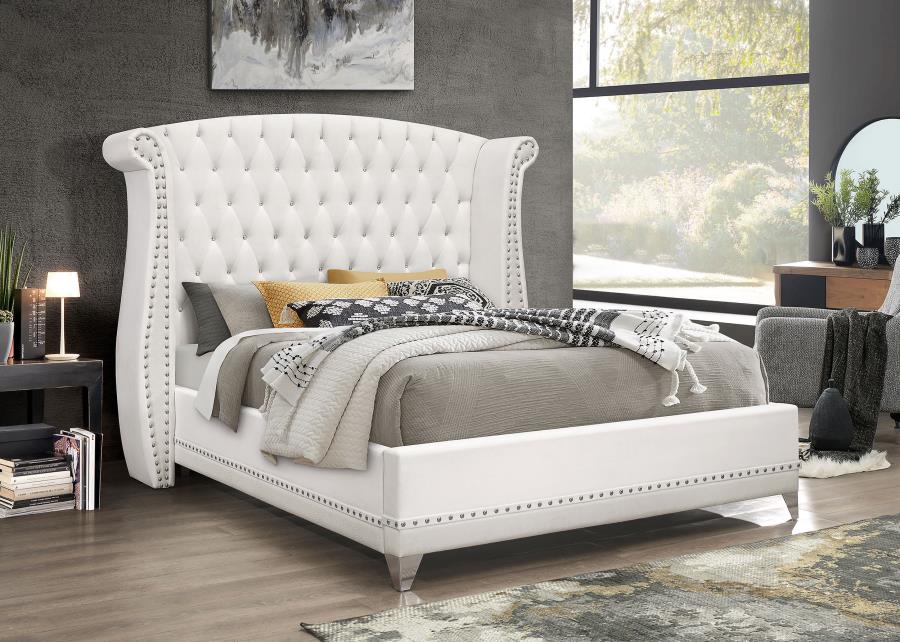 (image for) Barzini Upholstered Queen Wingback Bed White