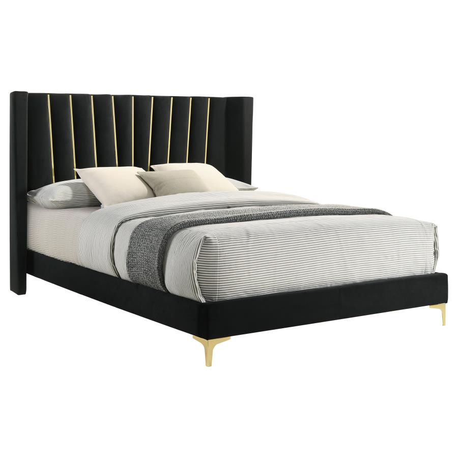 (image for) Kendall Upholstered Eastern King Panel Bed Black