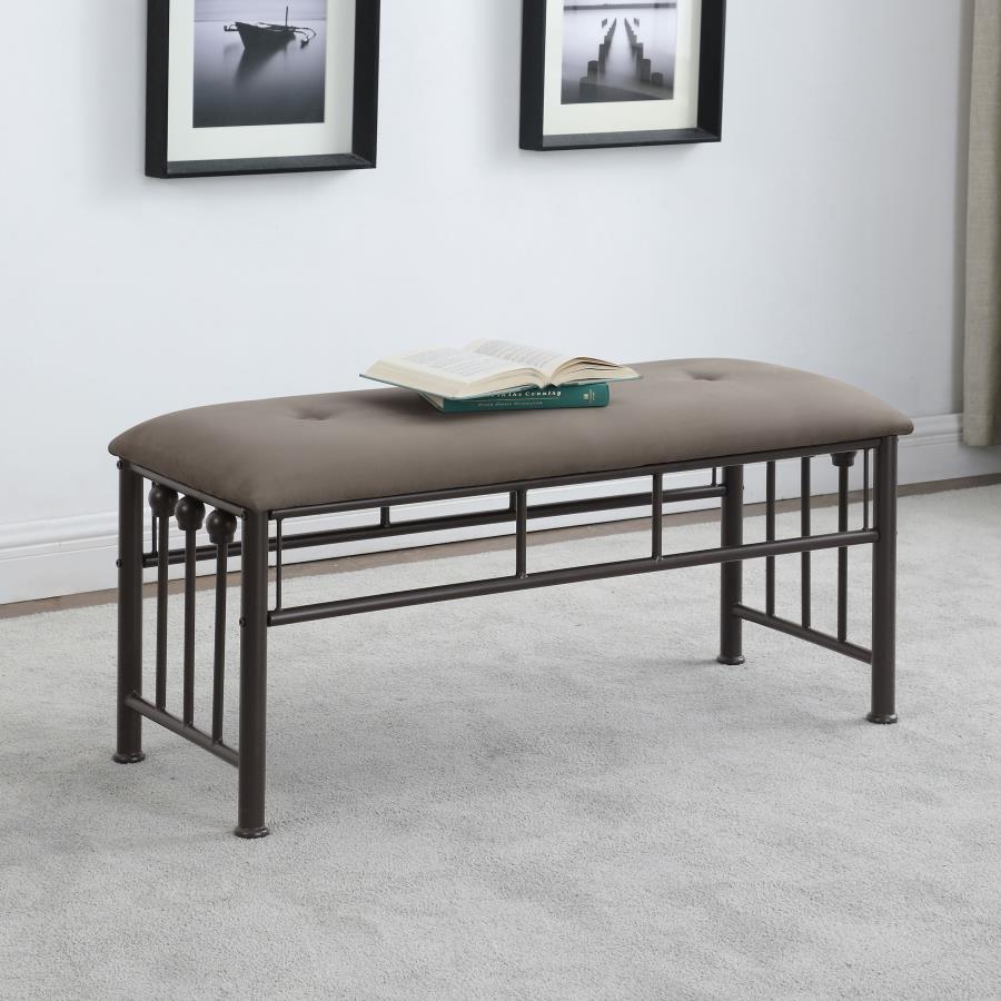 (image for) Livingston Microfiber Upholstered Bench Brown and Bronze