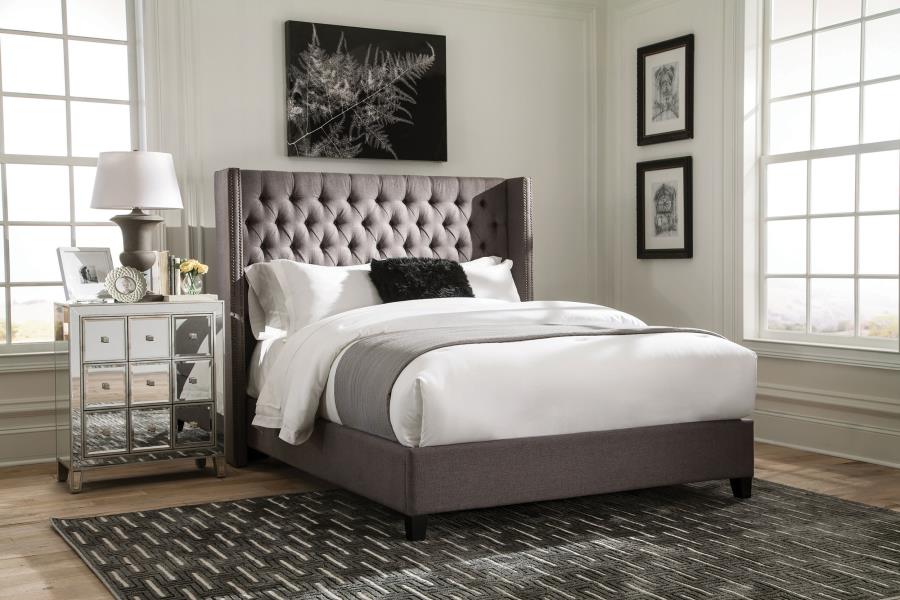 (image for) Bancroft Upholstered Full Wingback Bed Grey