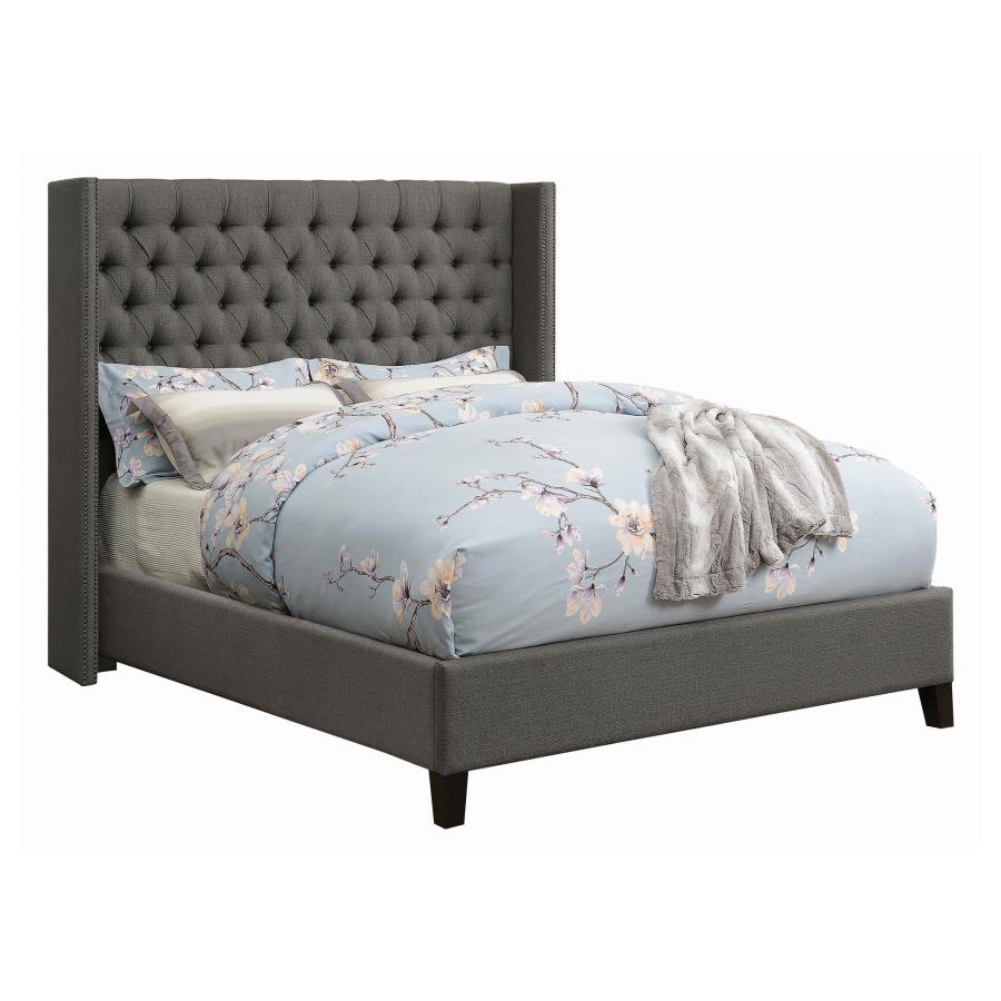 (image for) Bancroft Upholstered California King Wingback Bed Grey - Click Image to Close