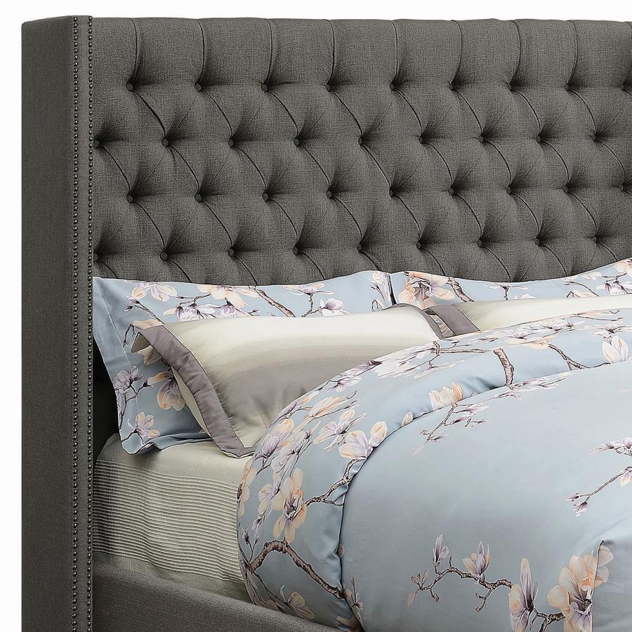 (image for) Bancroft Upholstered California King Wingback Bed Grey