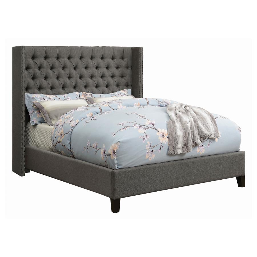 (image for) Bancroft Upholstered Queen Wingback Bed Grey - Click Image to Close