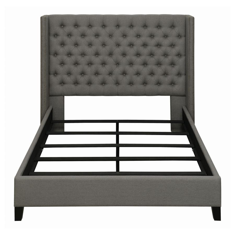 (image for) Bancroft Upholstered Queen Wingback Bed Grey